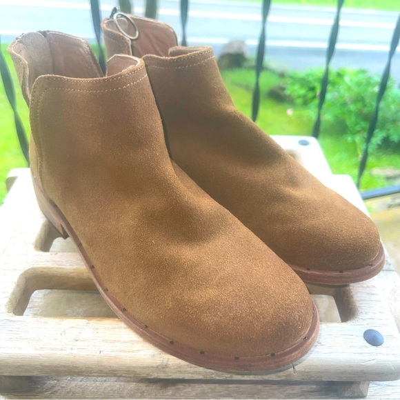 Beek Falcon Classic Leather Suede Ankle Bootie Back Zipper In Chestnut Size 8.5M - Picture 1 of 13